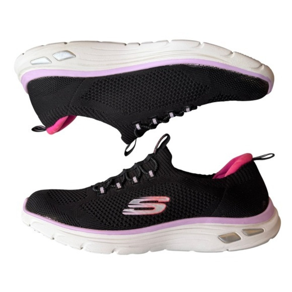 Skechers Relaxed‎ Fit Sneaker SN149274 Memory Foam Black Pink Athleisure Women 8